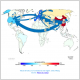 Représentation des flux de marchandises à travers le monde, convertis en mégatonnes de dioxyde de carbone