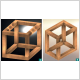 Cuboïde en version dimétrique (a) et isométrique (b)