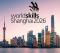 Vue sur les grattes ciel de Shanghai avec le logo WorldSkills Shanghai 2026