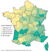 Taux de boisement des départements métropolitains en 2018