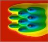 Simulation d'isothermes autour de 9 pieux