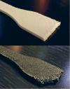 Éprouvettes PLA (en haut) et fibres de carbone (en bas) après traction à 45°